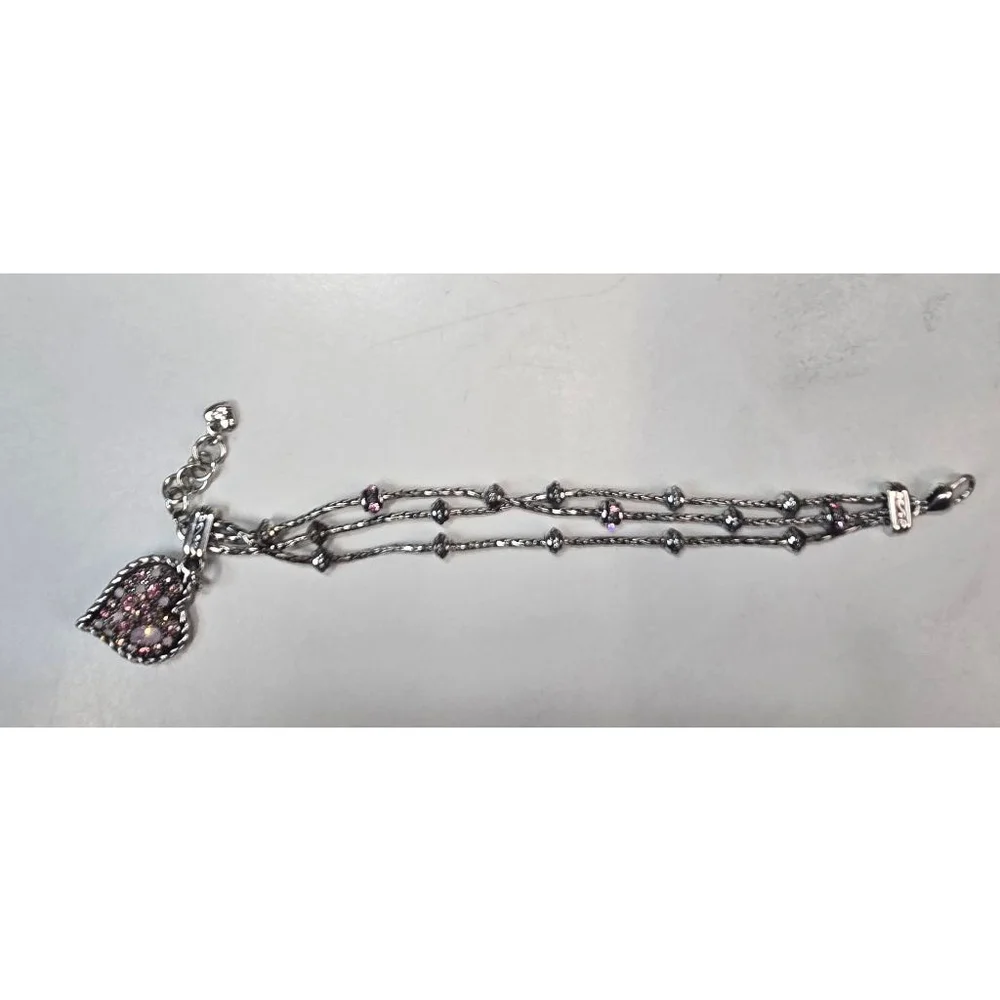 Brighton Bracelet Power of Pink Silver Pink Crystal Love Heart Breast Cancer